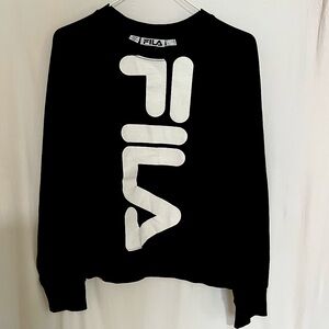 FILA Logo Women's Long-sleeve Black Crew, Sz L